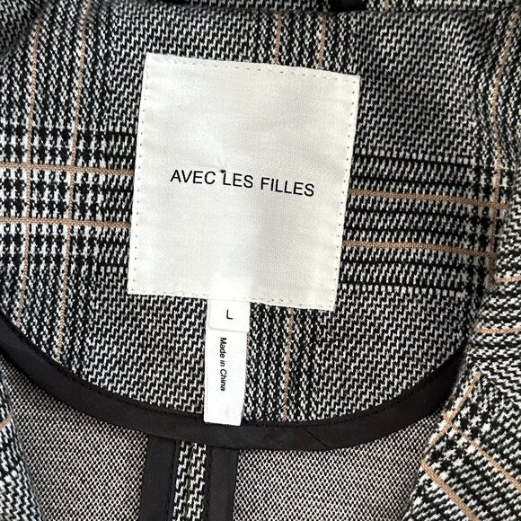 Avec Les Filles Plaid Oversized Blazer Jacket Women's LARGE - Picture 3 of 6